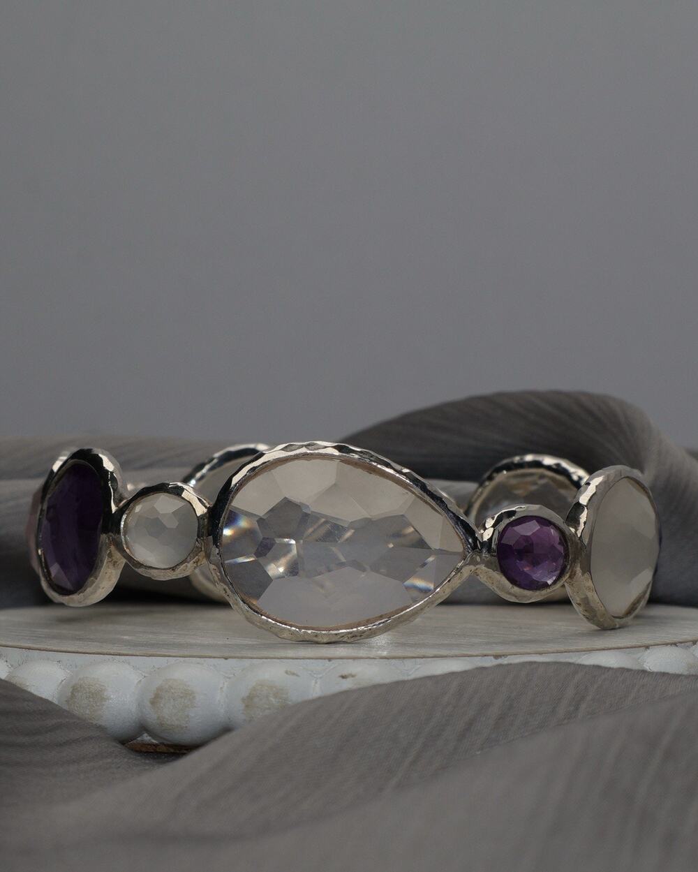 Ippolita Rock Candy Sterling Multi-stone Bangle Bracelet 45.9G / 7.25in